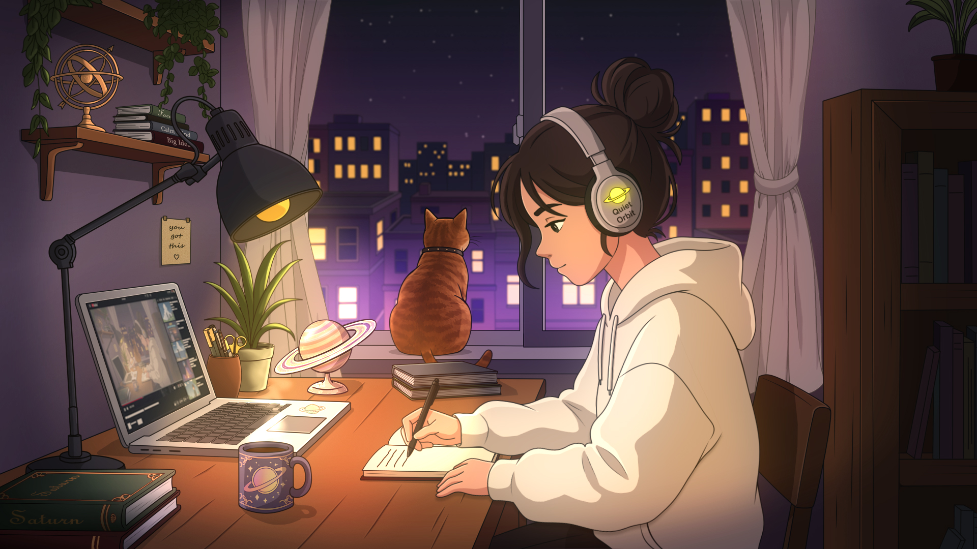 Girl Study Night